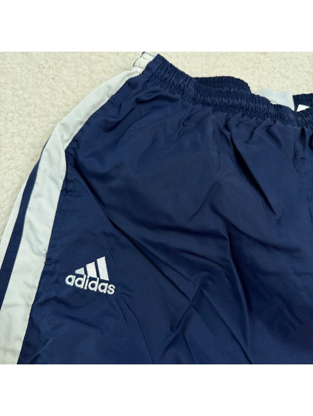 Vintage 2001 adidas Track Pants Mens L Navy 3-Stripe Nylon Wind Pants Y2K